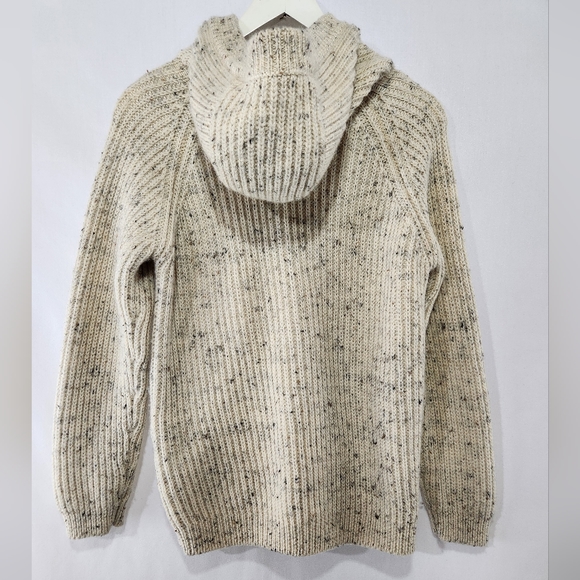 EPAULET x Northern Watters Knitwear Heirloom Ecru Nep Hooded Wool Cardigan sz 36 - Picture 9 of 10